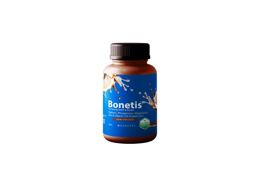 Bonetis Suspension – Calcium, Phosphorus, Magnesium, Zinc & Vitamin D3 Suspension – liquid chocolate, no added sugar