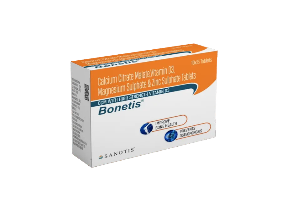 Bonetis – Calcium Citrate Malate, Vitamin D3, Magnesium Sulphate & Zinc Sulphate Tablets by Sanotis Pharma